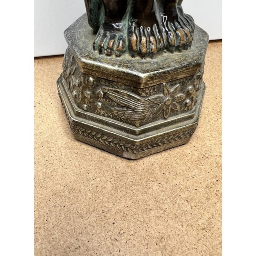 Vintage Bronze Metal Greyhound Whippet Dog Statue Seated Art Deco Saluki Figure - Picture 10 of 14